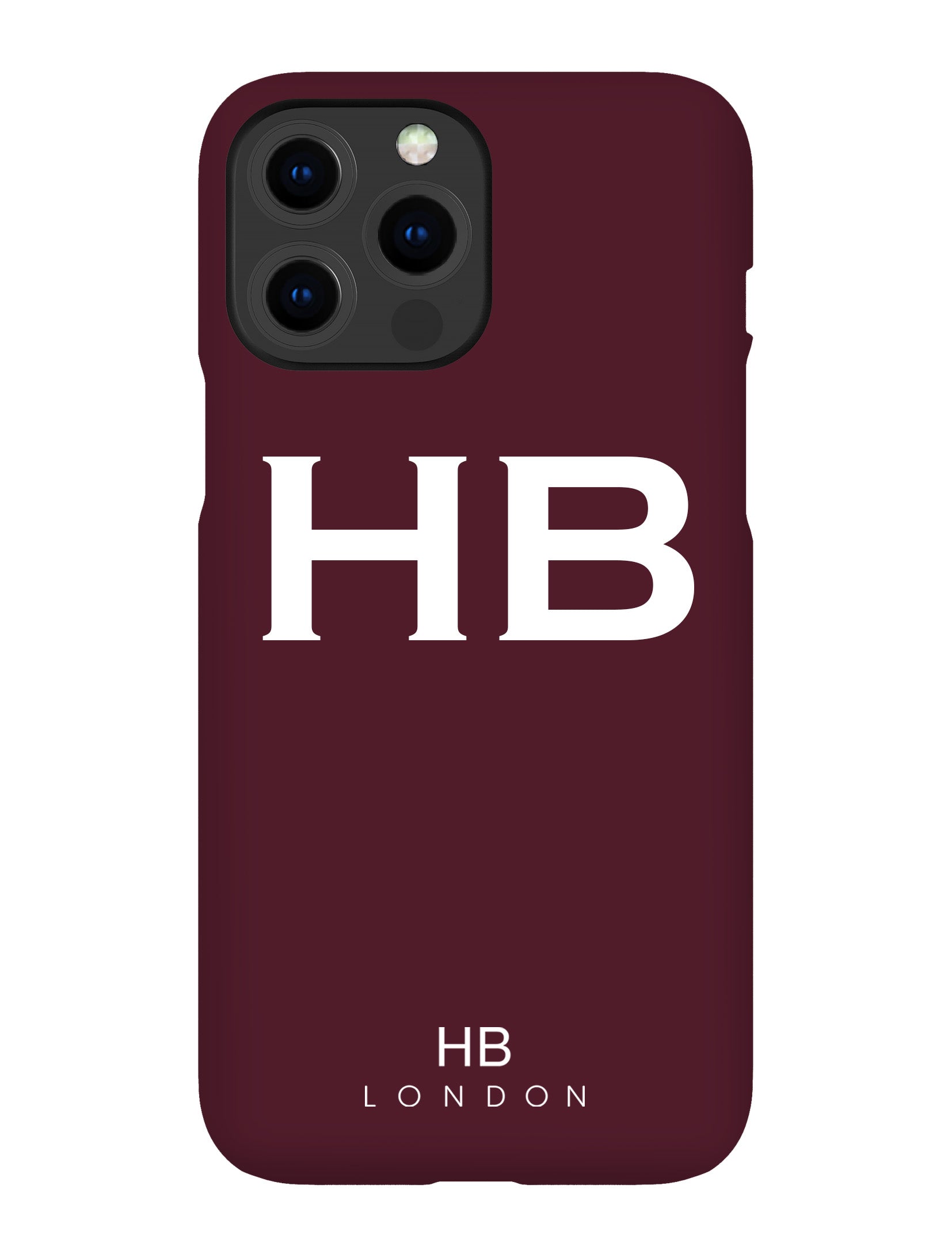 Personalised Burgundy Initial iPhone Case with White Font