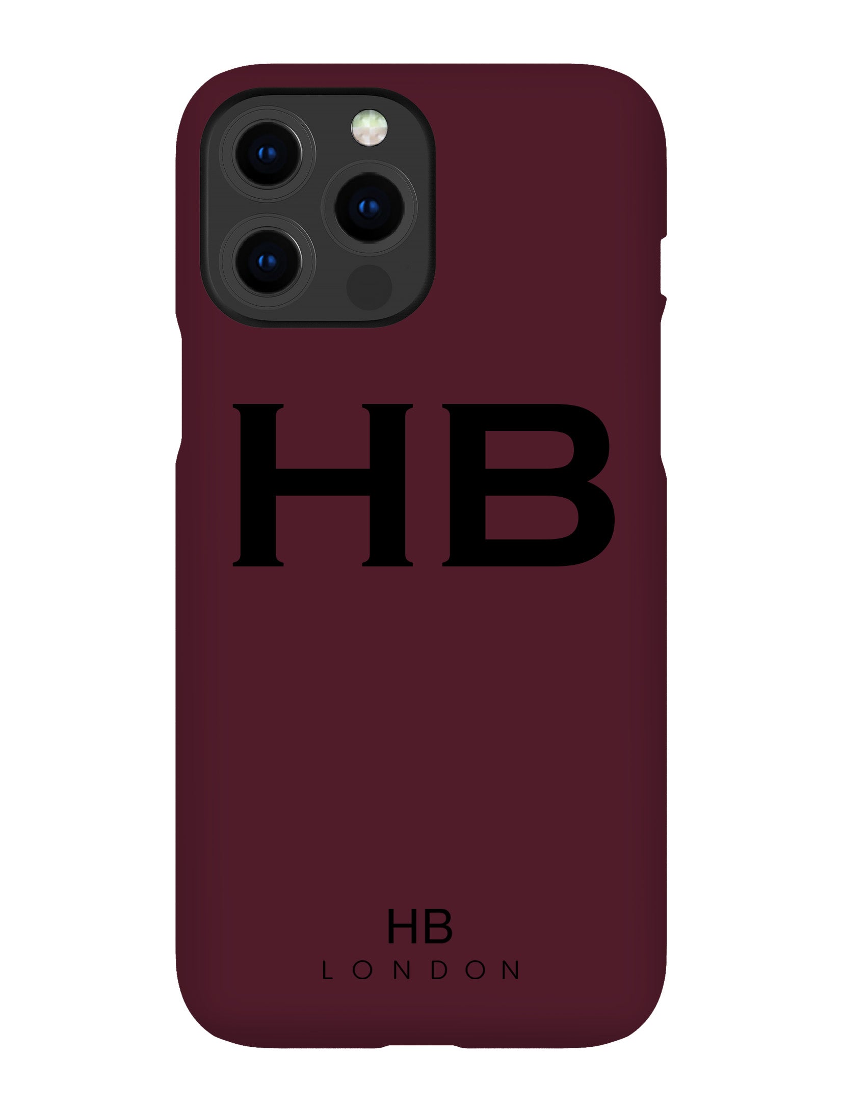 Personalised Burgundy Initial iPhone Case with Black Font