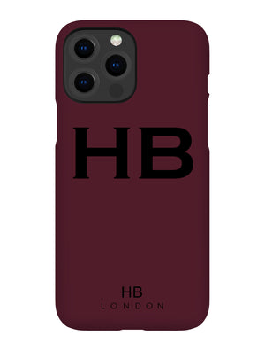 Personalised Burgundy Initial iPhone Case with Black Font