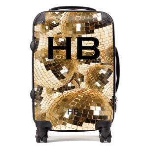 Personalised Disco Ball with Black Font Initial Suitcase