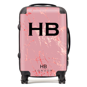 Personalised Rose Foil Marble Initial Suitcase