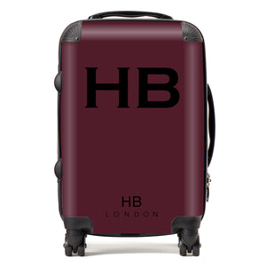 Personalised Burgundy with Black Font Initial Suitcase