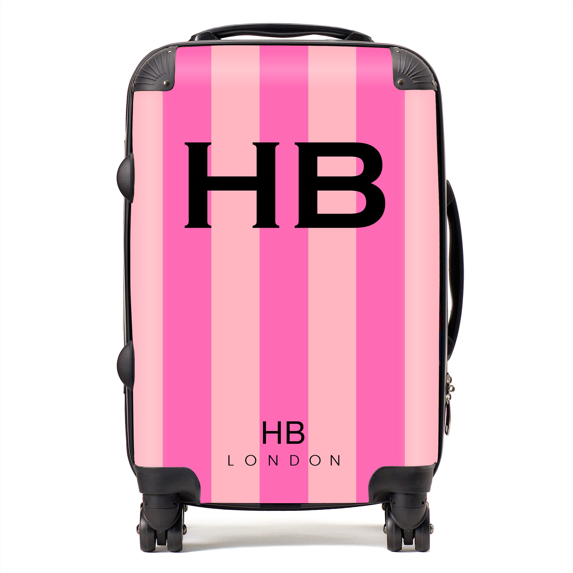 Pink and black luggage on sale