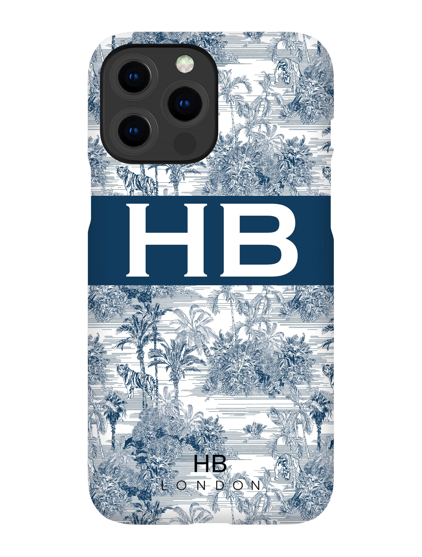 Personalised Navy Tiger Toile with Original Font Initial iPhone Case